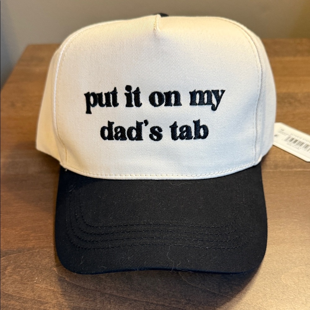 Altar'd State cream and black baseball hat - "put it on my dad's tab"